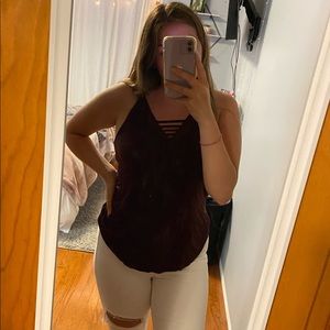 maroon american eagle tank top